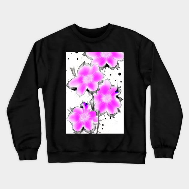 BEAUTIFUL PINK, BLUE  AND BLACK FLORAL PRINT Crewneck Sweatshirt by sailorsam1805